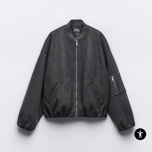Zara oversized gray bomber jacket size S